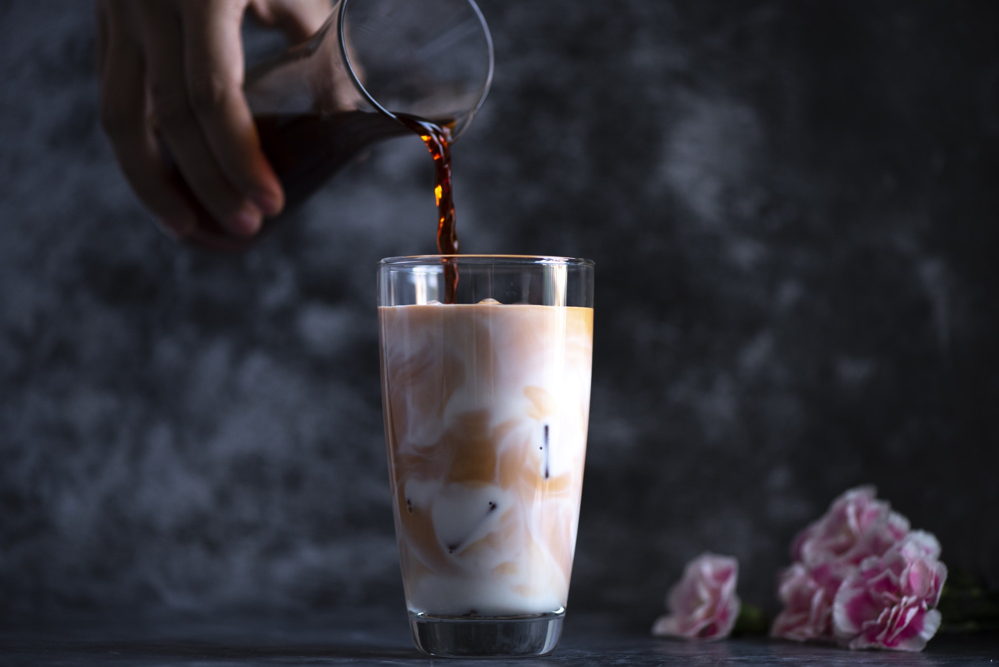 Fresh cold milk mixed with delicious fruit juice