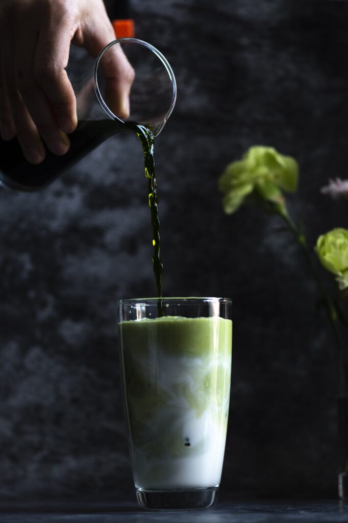 Fresh cold milk mixed with delicious fruit juice